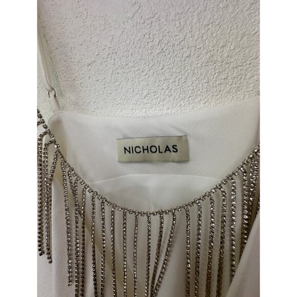 Nicholas Rhinestone Fringe Cowl Neck Ivory Crop Top – Women’s M - Picture 4 of 13